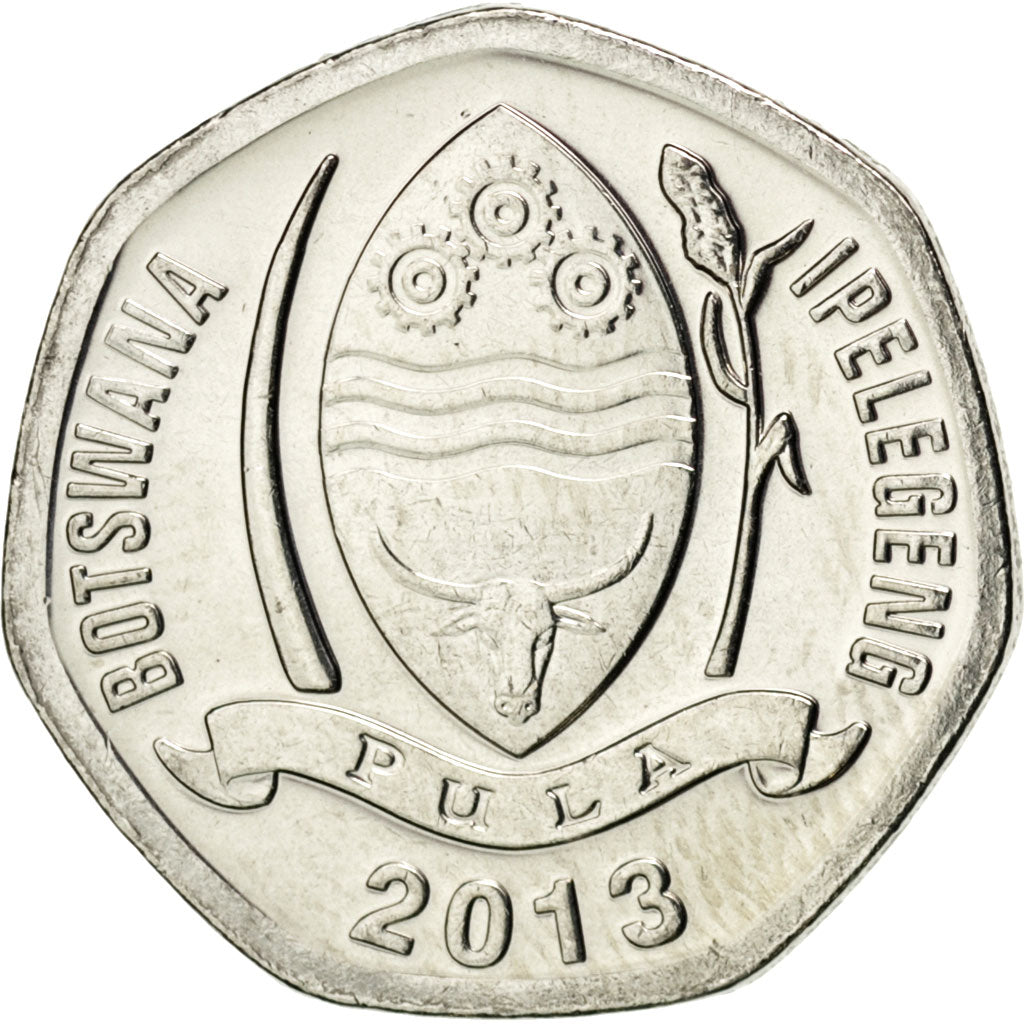 Botswana, 5 Thebe, 2013, KM #New, MS(63), Nickel plated steel, 2.19