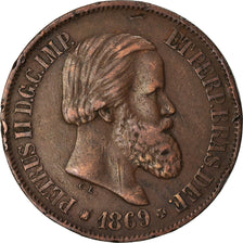 Coin, Brazil, Pedro II, 20 Reis, 1869, EF(40-45), Bronze, KM:474