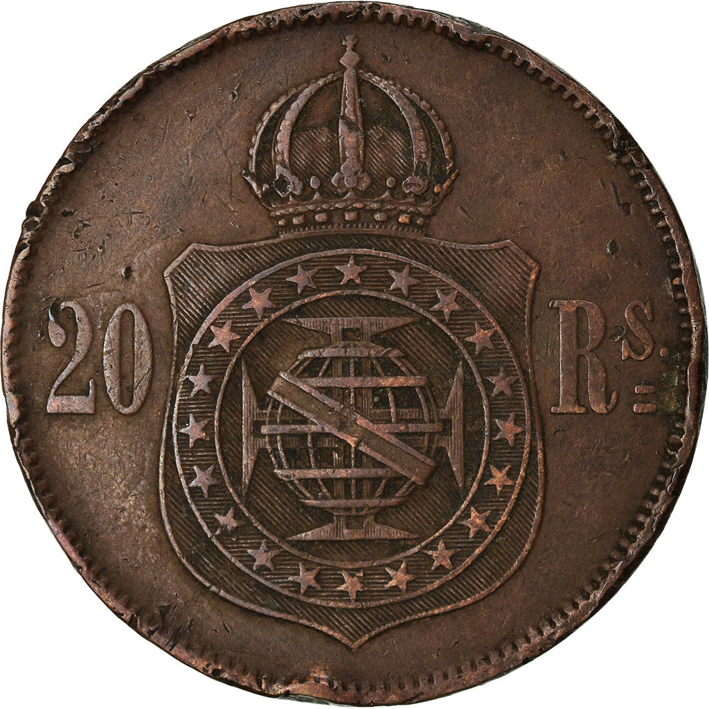Coin, Brazil, Pedro II, 20 Reis, 1869, EF(40-45), Bronze, KM:474