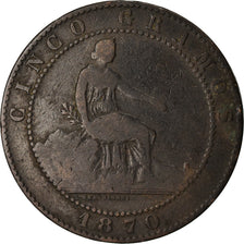Moneda, España, Provisional Government, 5 Centimos, 1870, Barcelona, BC+