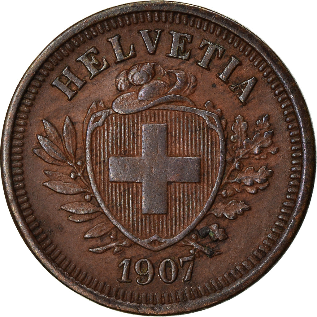 Coin, Switzerland, Rappen, 1907, Bern, AU(50-53), Bronze, KM:3.2