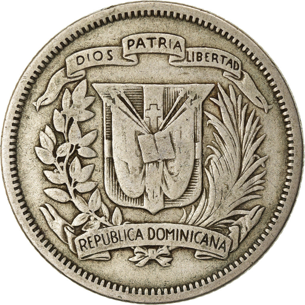 Moneda, República Dominicana, 25 Centavos, 1942, BC+, Plata, KM:20
