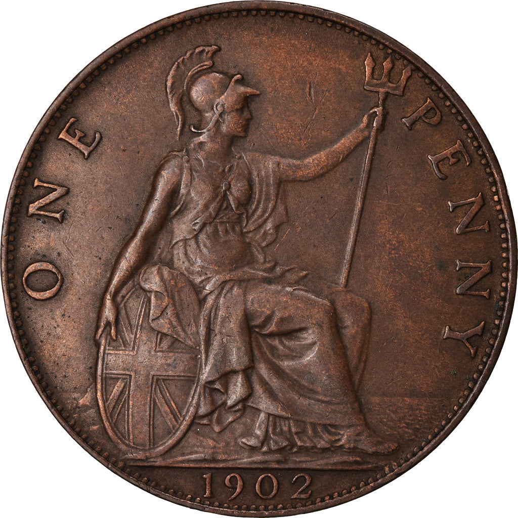 Coin, Great Britain, Edward VII, Penny, 1902, AU(50-53), Bronze, KM:794.2