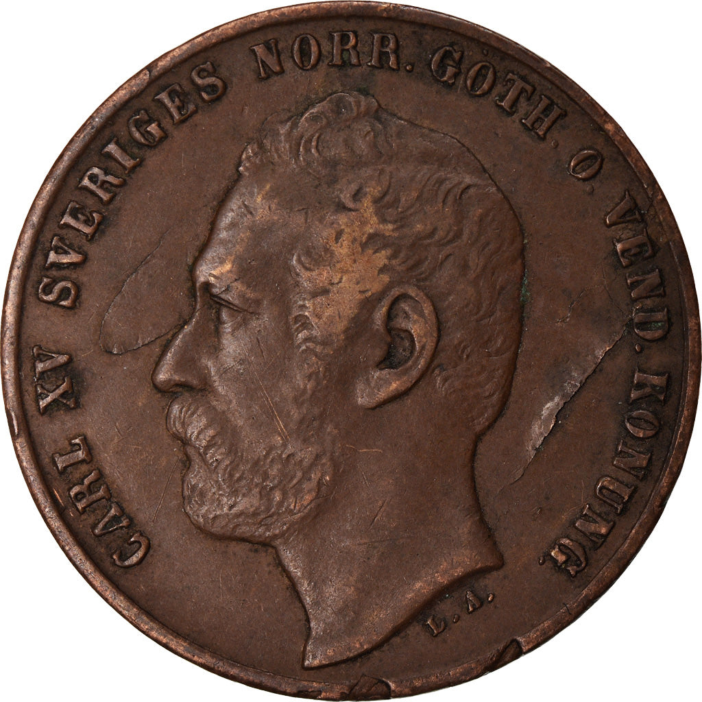 Coin, Sweden, Carl XV Adolf, 2 Öre, 1871, VF(30-35), Bronze, KM:706