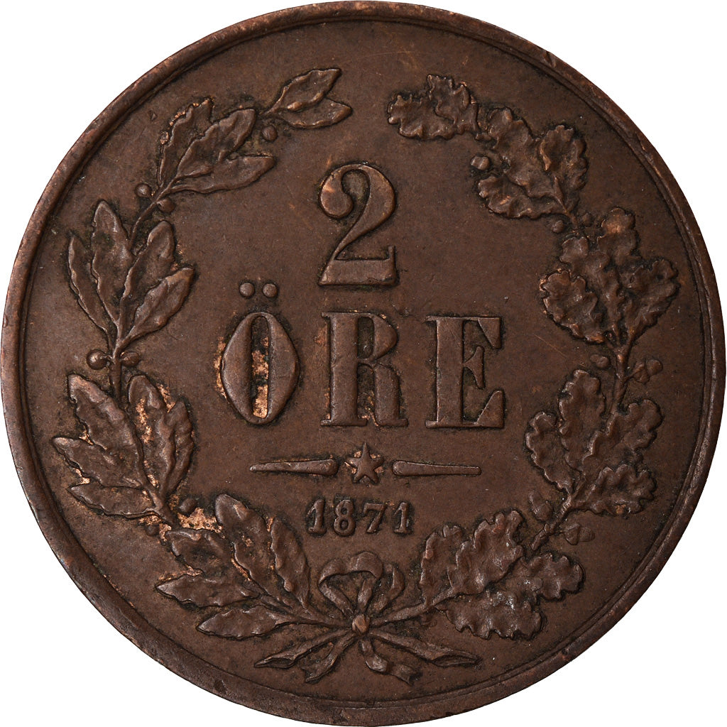 Coin, Sweden, Carl XV Adolf, 2 Öre, 1871, VF(30-35), Bronze, KM:706