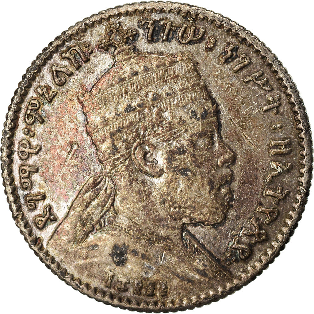 Coin, Ethiopia, Menelik II, Gersh, 1903, Paris, EF(40-45), Silver, KM:12