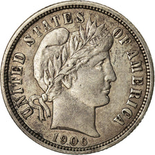 Coin, United States, Barber Dime, Dime, 1906, Philadelphia, EF(40-45), Silver