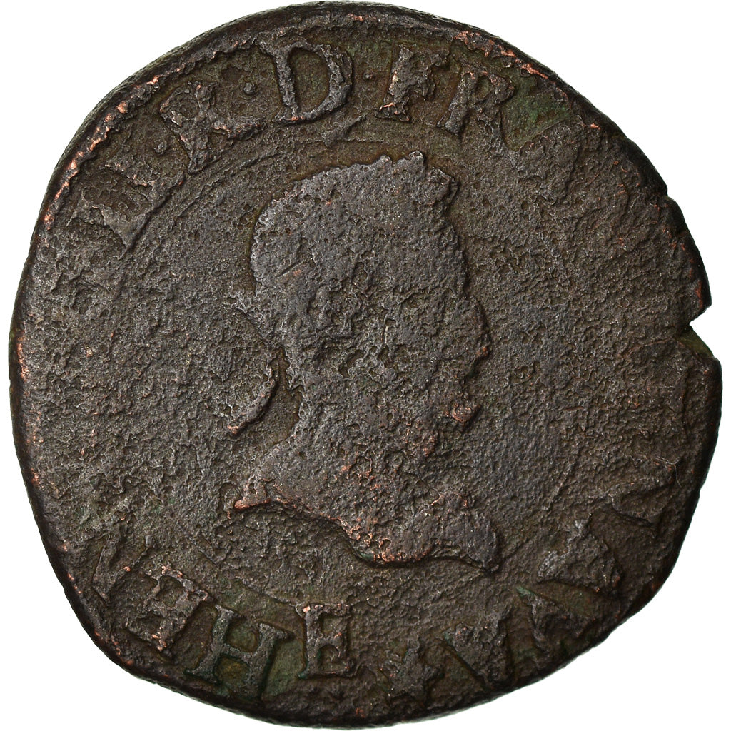 Munten, Frankrijk, Henri IV, Double Tournois, 1591, Tours, ZG+, Koper, CGKL:242