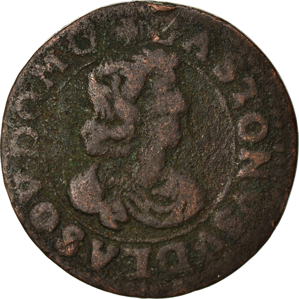 Coin, France, DOMBES, Gaston d'Orléans, Double Tournois, 1642, Trévoux