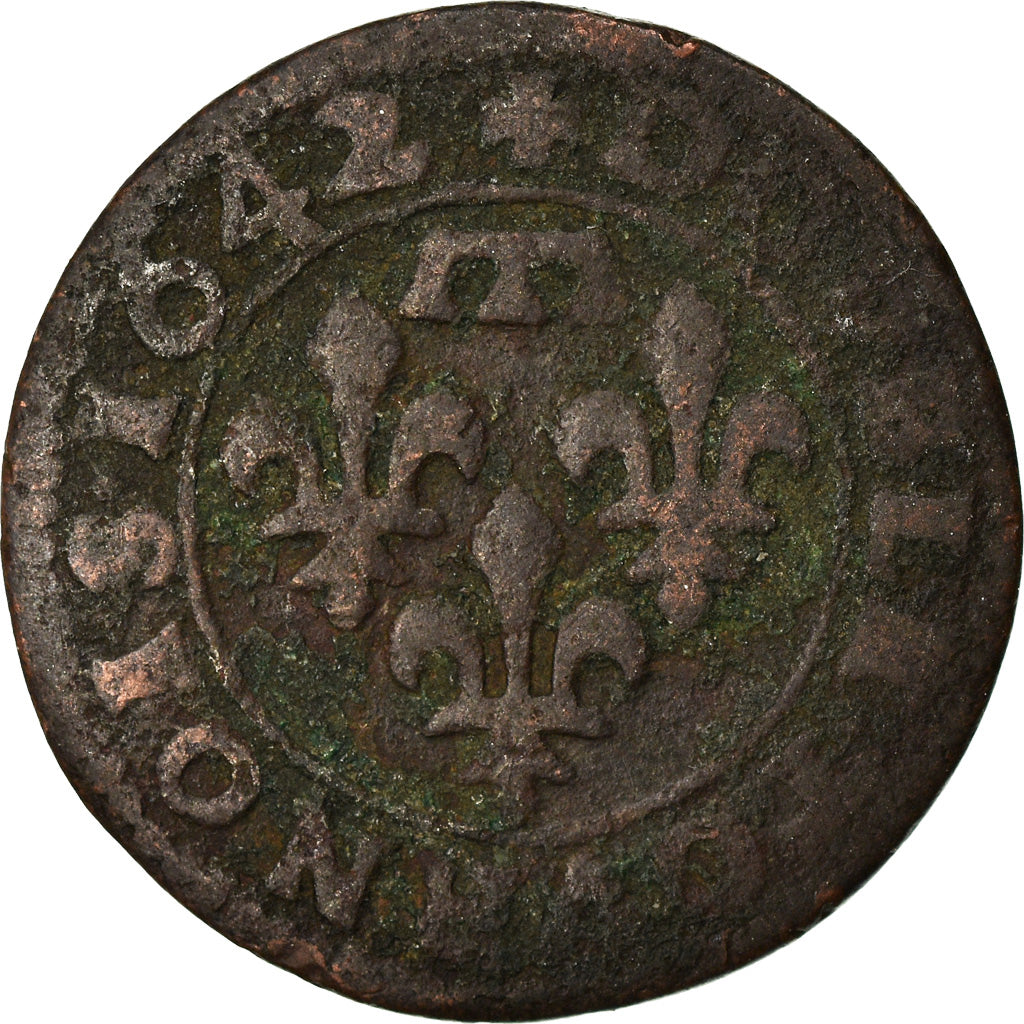 Coin, France, DOMBES, Gaston d'Orléans, Double Tournois, 1642, Trévoux