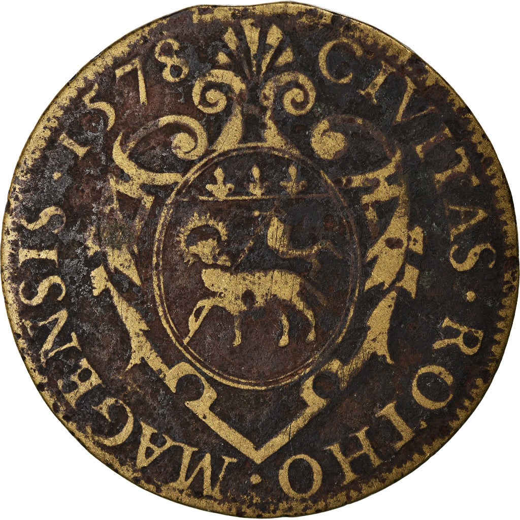 França, Token, Henri III, Ville de Rouen, 1578, VF(20-25), Latão