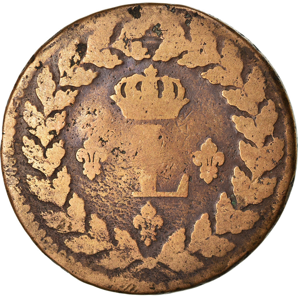 Moeda, França, Louis XVIII, Decime, 1815, Strasbourg, F(12-15), Bronze, KM:701