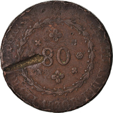 Moneda, Brasil, Pedro I, 80 Reis, 1830, Rio de Janeiro, BC, Cobre, KM:366.1