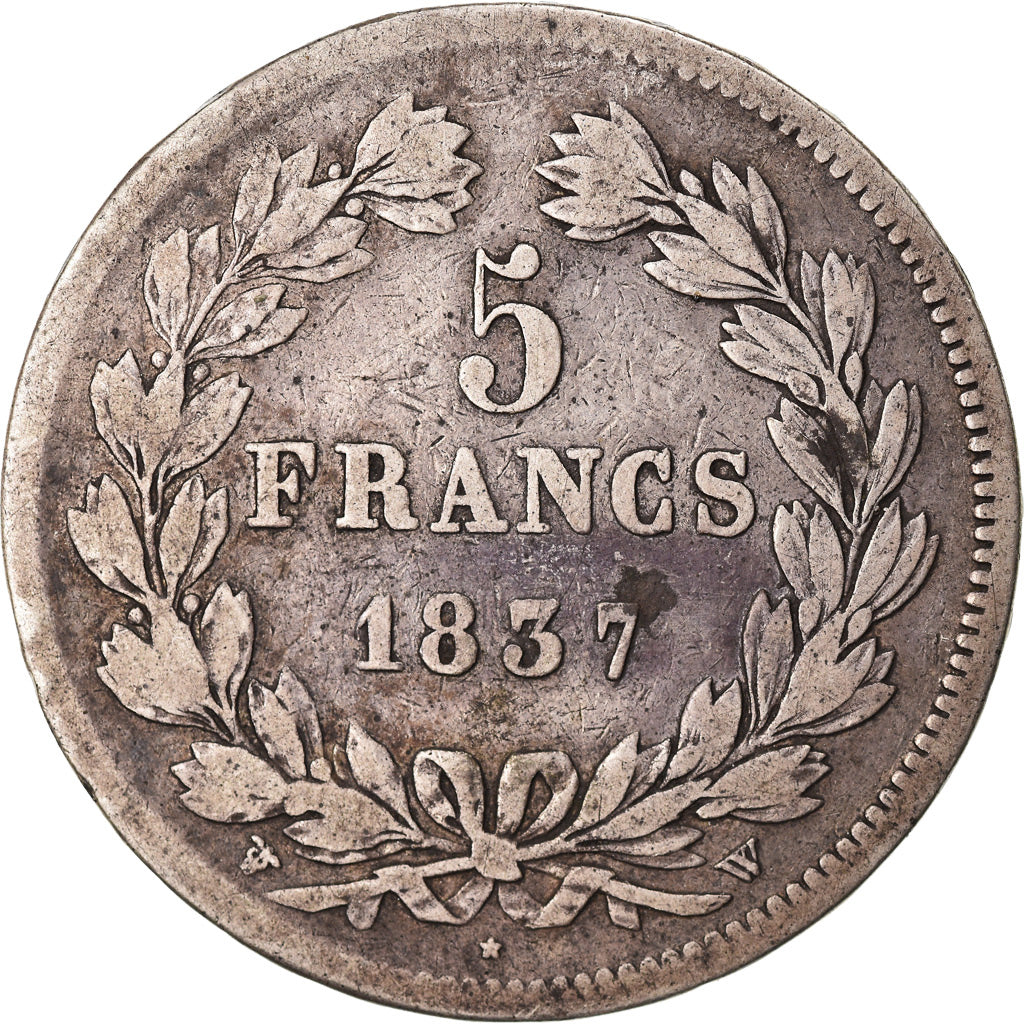 Münze, Frankreich, Louis-Philippe, 5 Francs, 1837, Lille, S, Silber, KM:749.13