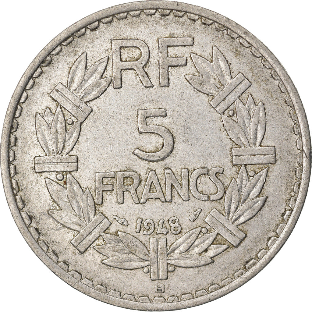 Moneta, Francia, Lavrillier, 5 Francs, 1948, Beaumont - Le Roger, MB+
