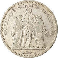 Moeda, França, Hercule, 5 Francs, 1877, Paris, VF(20-25), Prata, KM:820.1