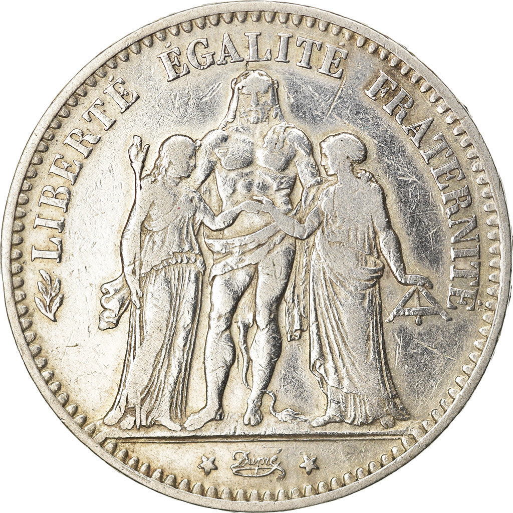 Moneta, Francia, Hercule, 5 Francs, 1876, Bordeaux, MB+, Argento, KM:820.2