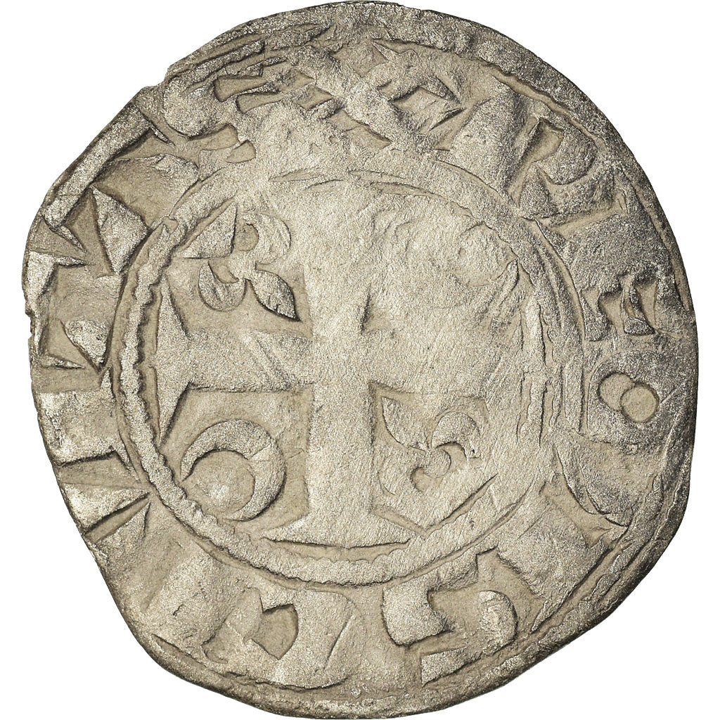 Moneda, Francia, Champagne, Guillaume I, Denarius, 1176-1202, Reims, BC+, Plata