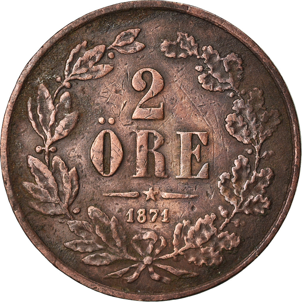 Coin, Sweden, Carl XV Adolf, 2 Öre, 1871, VF(20-25), Bronze, KM:706