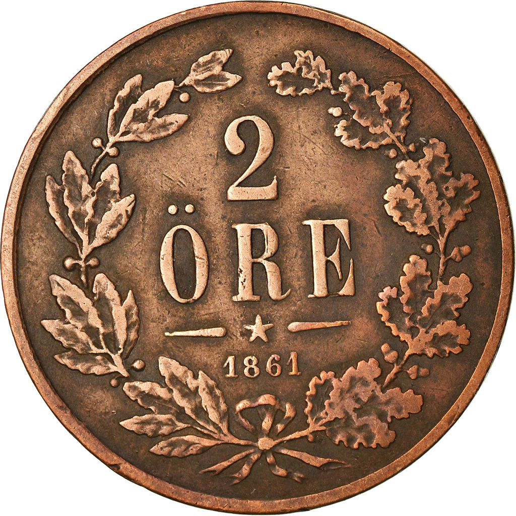 Coin, Sweden, Carl XV Adolf, 2 Öre, 1861, VF(20-25), Bronze, KM:706