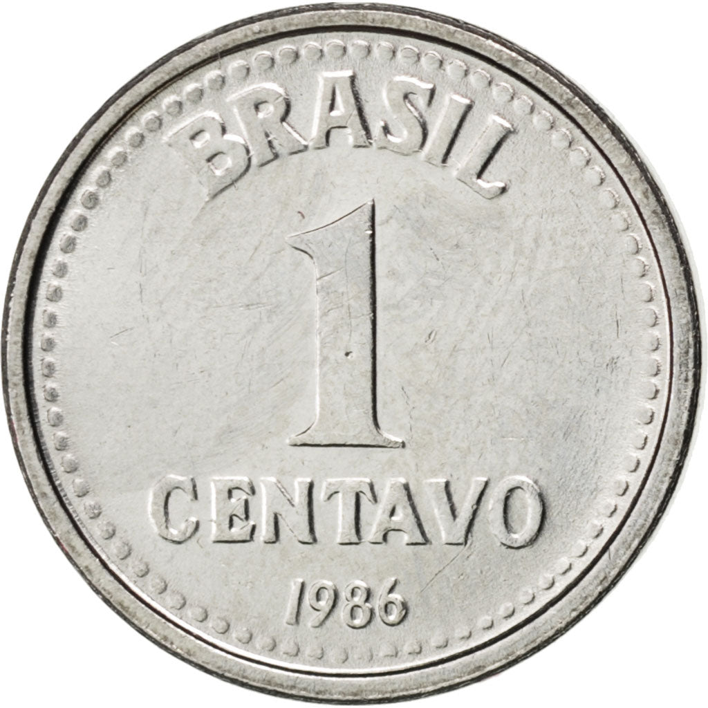 BRAZIL, Centavo, 1986, KM #600, MS(63), Stainless Steel, 15, 1.61
