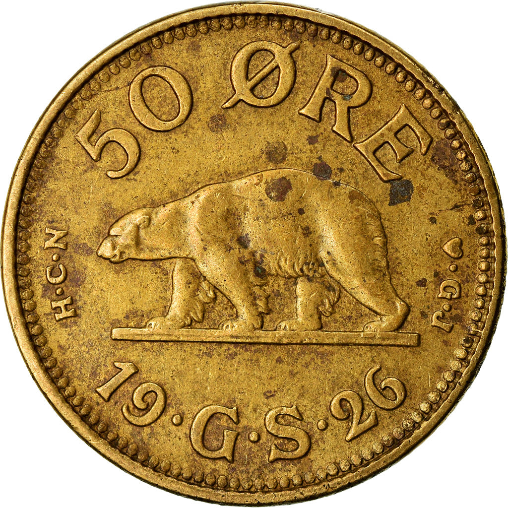 Munten, Groenland, 50 Öre, 1926, ZF, Aluminum-Bronze, KM:7