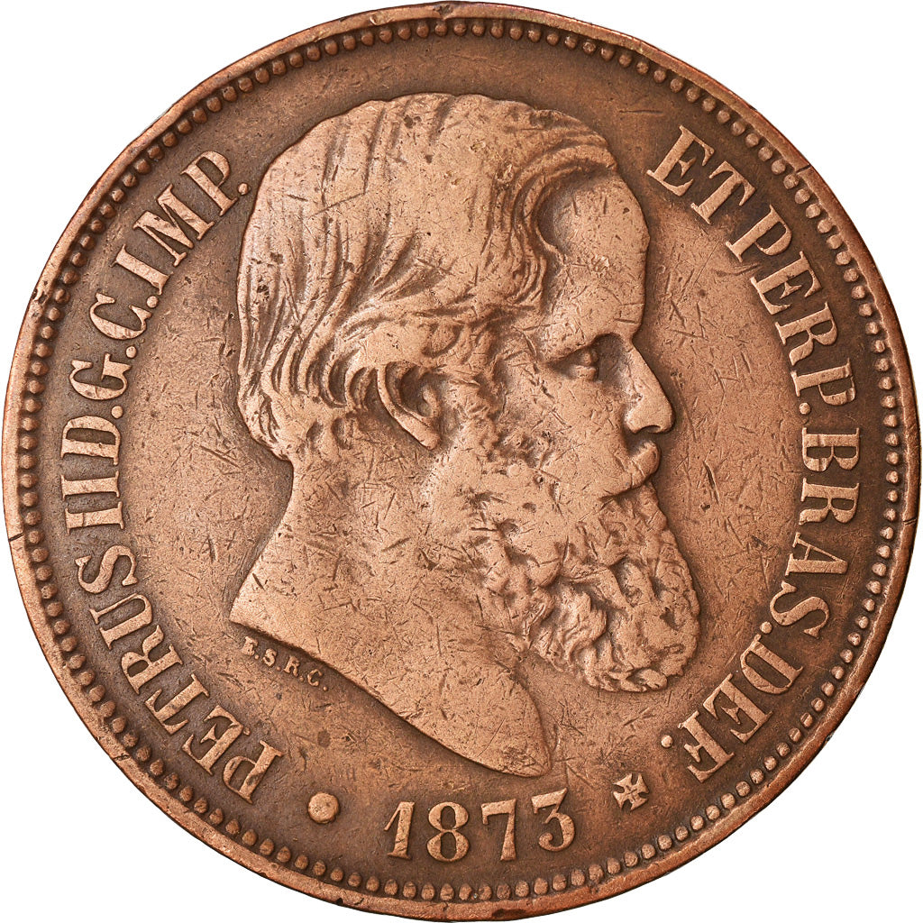 Coin, Brazil, Pedro II, 40 Reis, 1873, VF(30-35), Bronze, KM:479