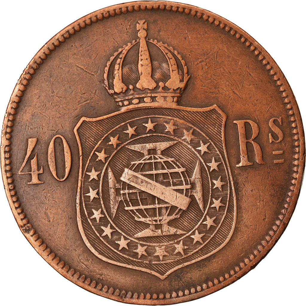 Coin, Brazil, Pedro II, 40 Reis, 1873, VF(30-35), Bronze, KM:479