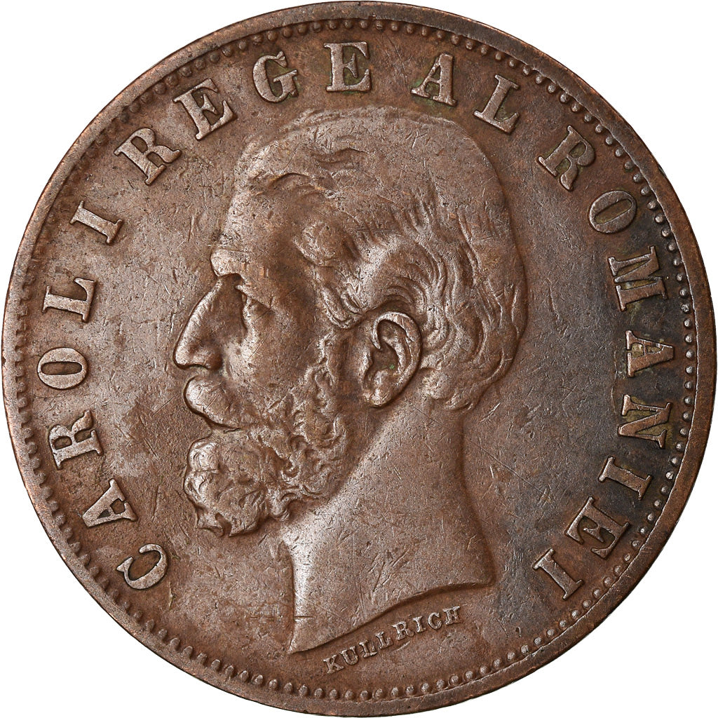 Moneta, Romania, Carol I, 5 Bani, 1884, MB+, Rame, KM:19