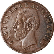 Moneta, Romania, Carol I, 5 Bani, 1884, MB+, Rame, KM:19