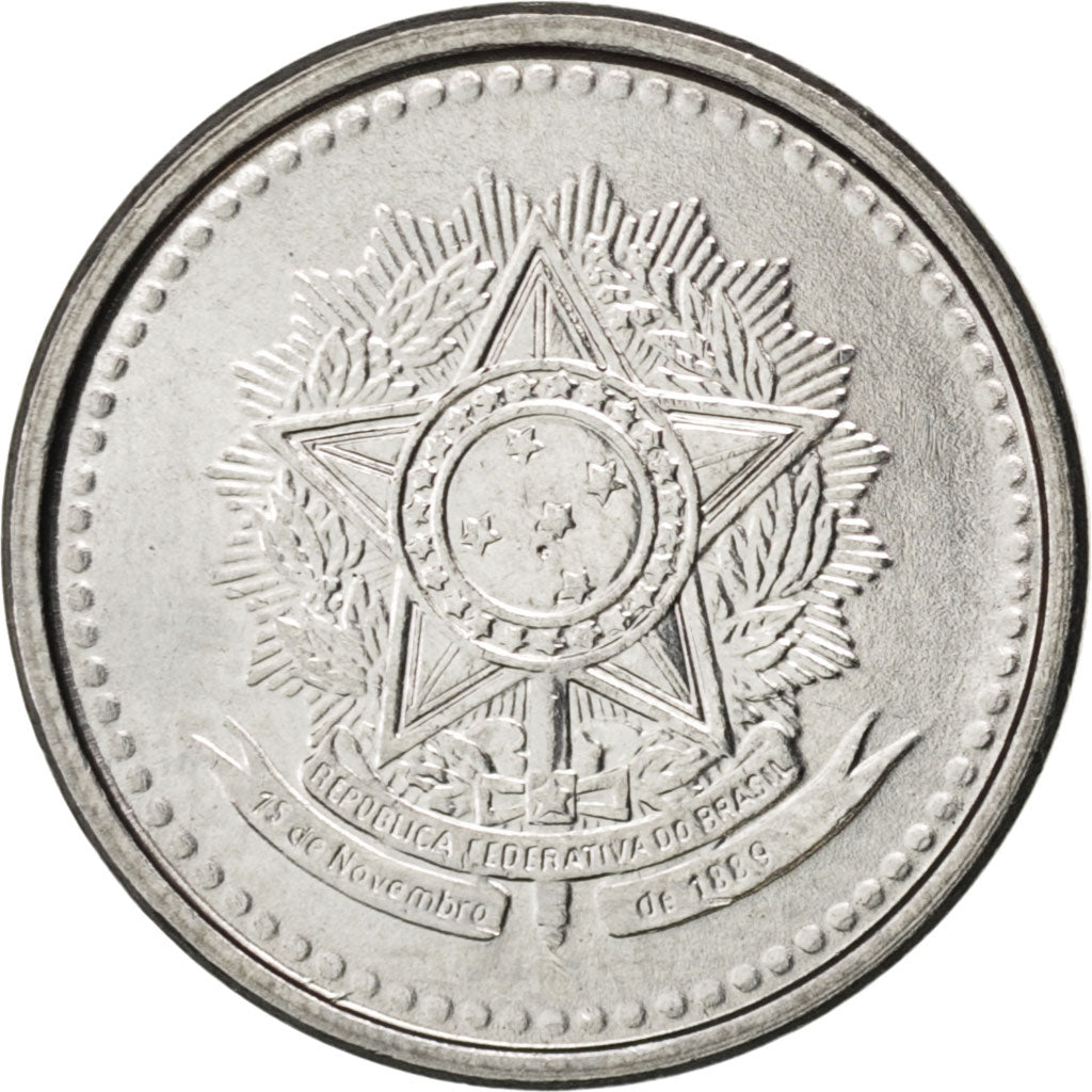 Coin, Brazil, 5 Centavos, 1986, MS(63), Stainless Steel, KM:601