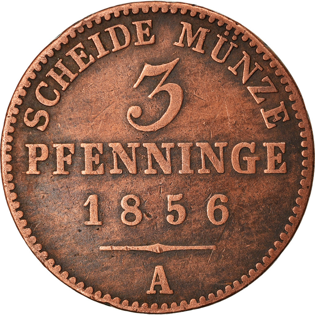 Coin, German States, PRUSSIA, Friedrich Wilhelm IV, 3 Pfennig, 1856, Berlin