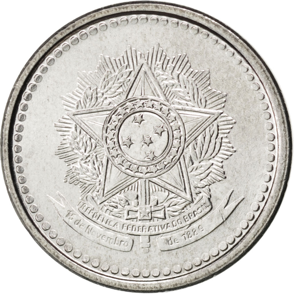 Coin, Brazil, 10 Centavos, 1987, MS(63), Stainless Steel, KM:602