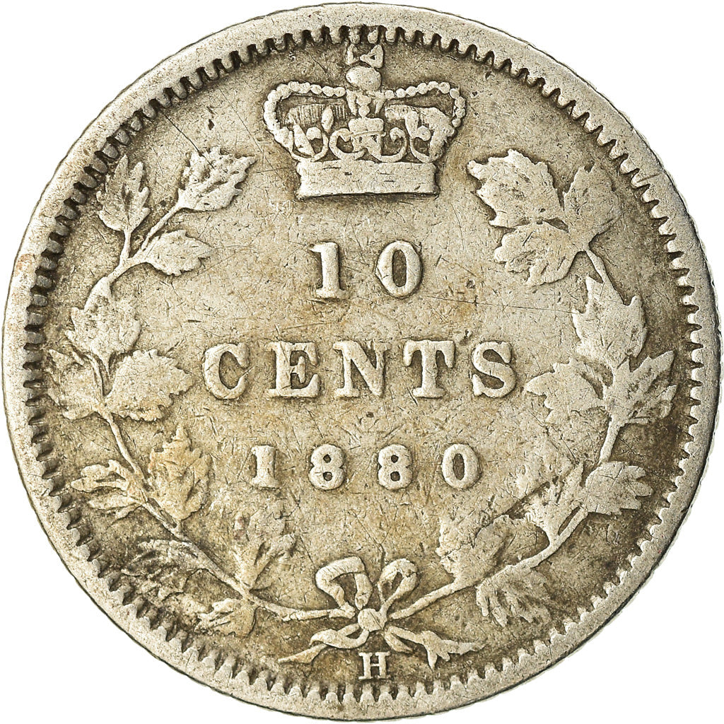 Coin, Canada, Victoria, 10 Cents, 1880, Heaton, VF(30-35), Silver, KM:3