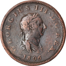 Coin, Great Britain, George III, 1/2 Penny, 1806, VF(20-25), Copper, KM:662