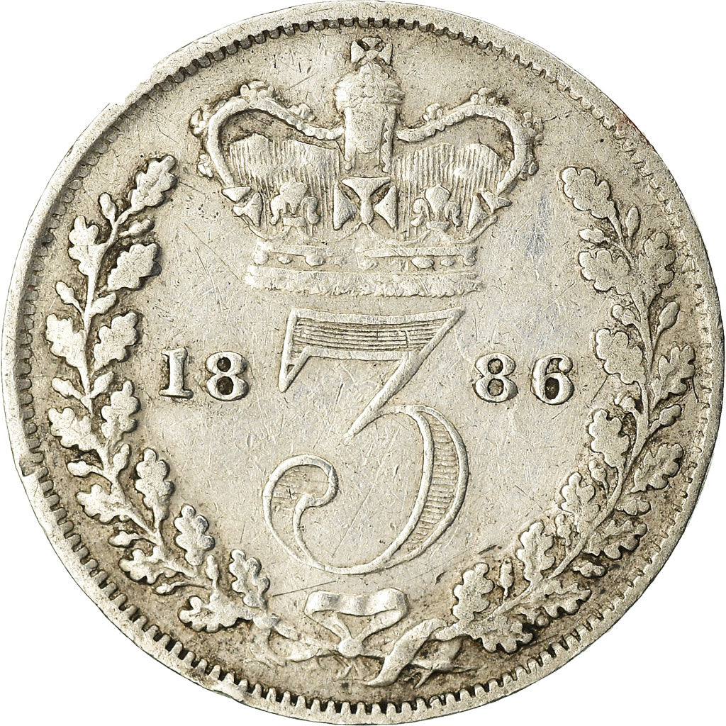 Coin, Great Britain, Victoria, 3 Pence, 1886, VF(30-35), Silver, KM:730
