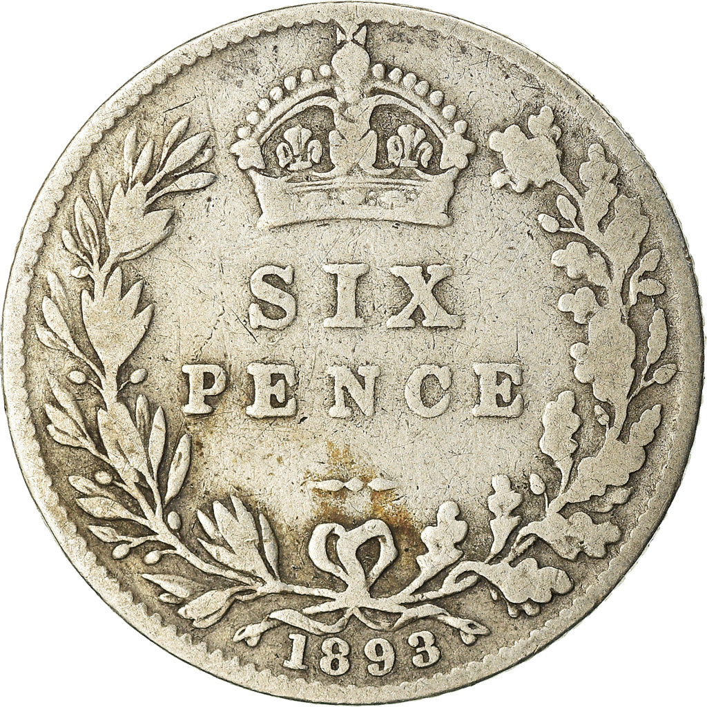 Coin, Great Britain, Victoria, 6 Pence, 1893, VF(30-35), Silver, KM:779
