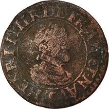 Coin, France, Henri IV, Double Tournois, 1610, Nantes, F(12-15), Copper