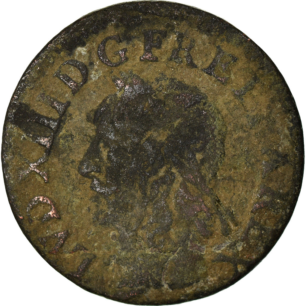 Munten, Frankrijk, Louis XIII, Double tournois de Warin, tête à gauche, Double