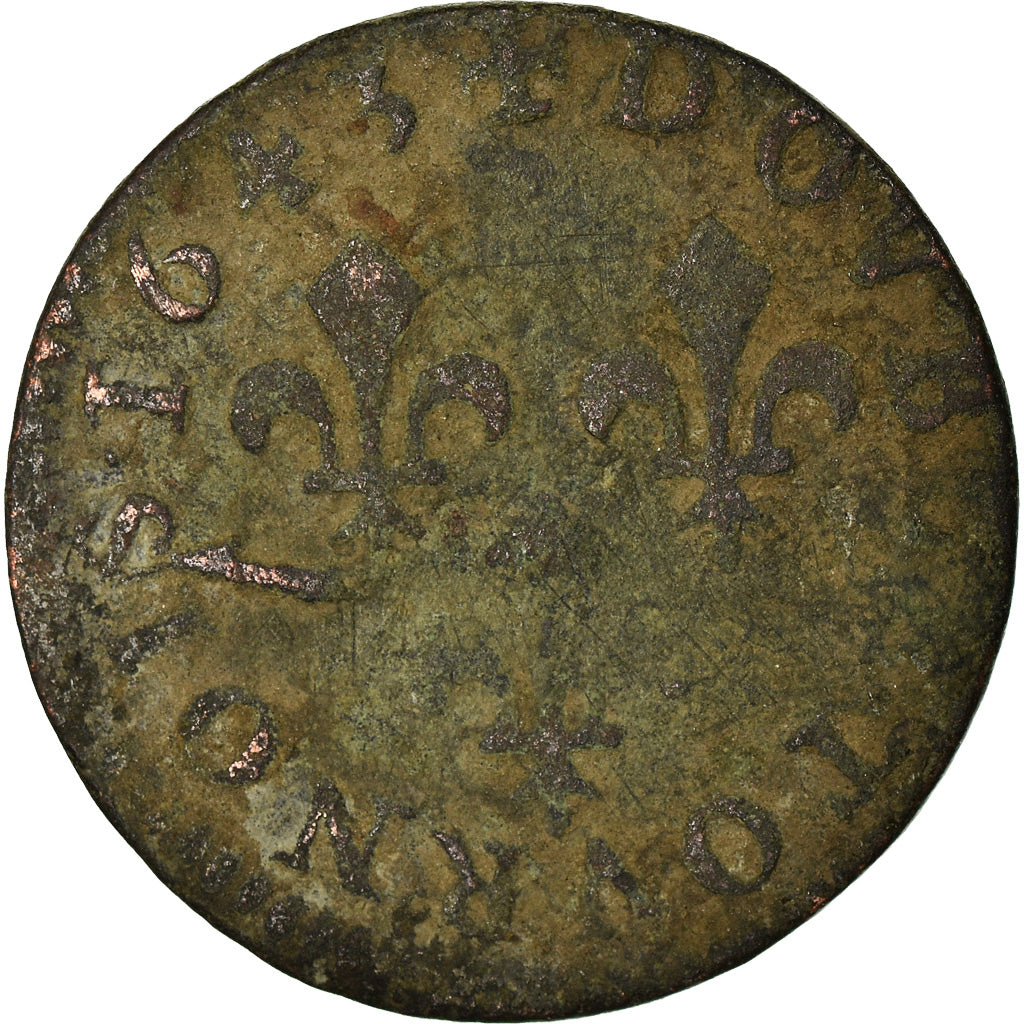 Munten, Frankrijk, Louis XIII, Double tournois de Warin, tête à gauche, Double