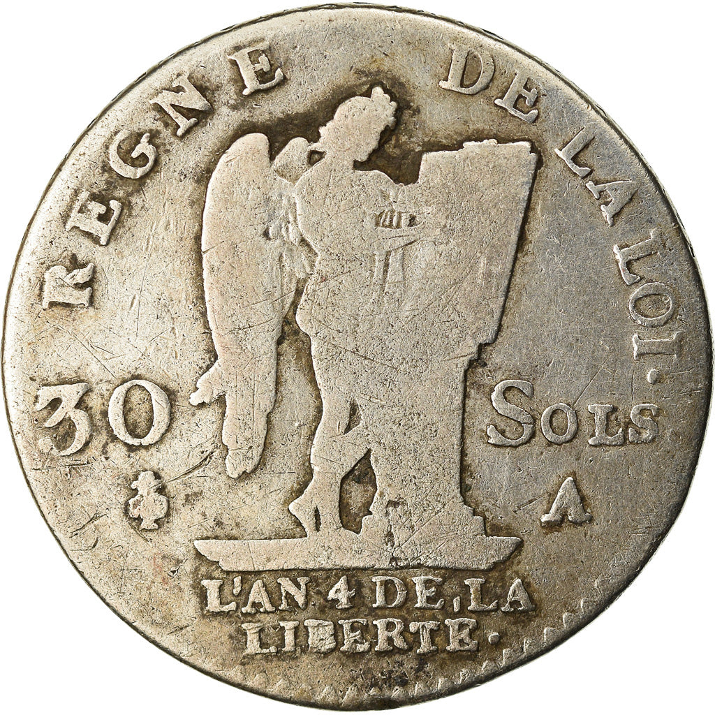 Moeda, França, Louis XVI, 30 sols françois, 30 Sols, 1792, Paris, F(12-15)