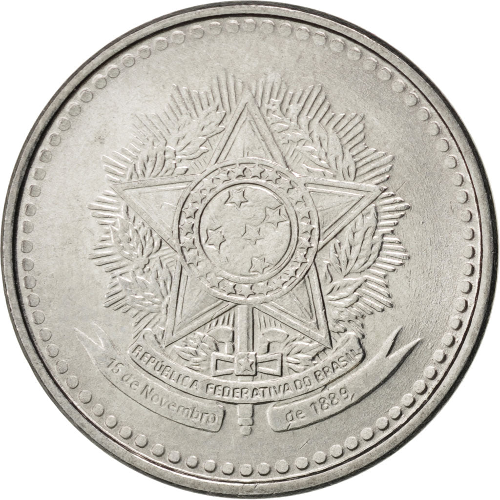 Coin, Brazil, 50 Centavos, 1988, MS(63), Stainless Steel, KM:604