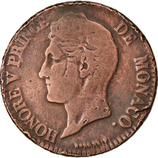 Coin, Monaco, Honore V, 5 Centimes, Cinq, 1837, Monaco, VF(20-25), Copper