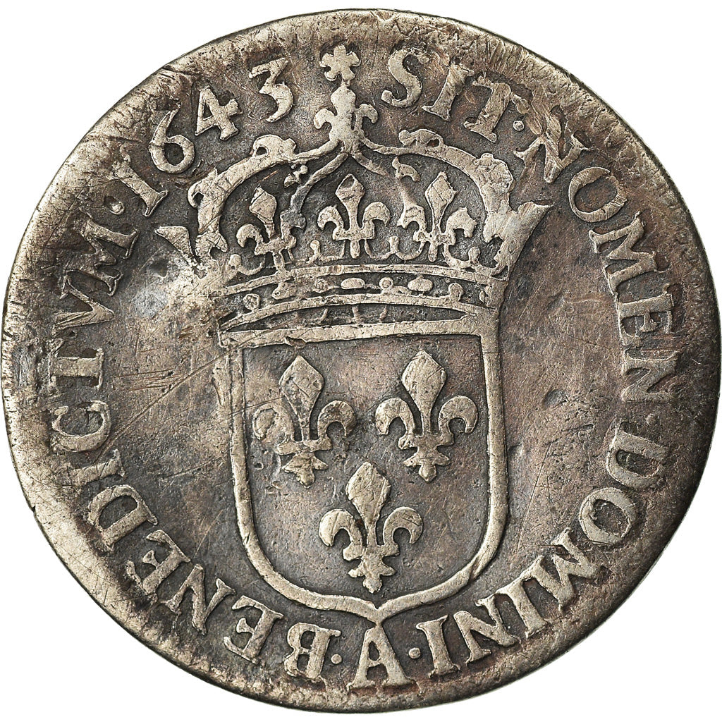 Coin, France, Louis XIII, 1/12 Ecu, 1643, Paris, F(12-15), Silver, Gadoury:46