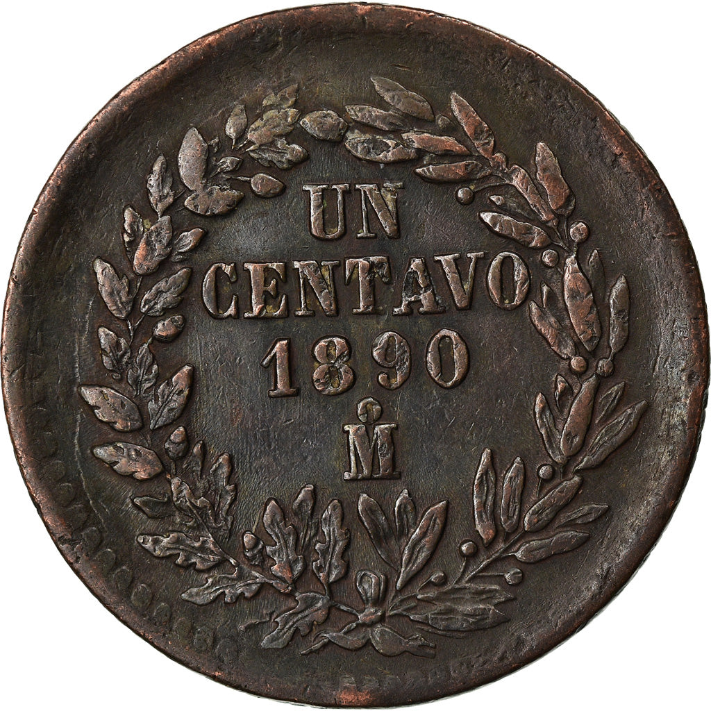Moneda, México, Centavo, 1890, Mexico City, MBC, Cobre, KM:391.6