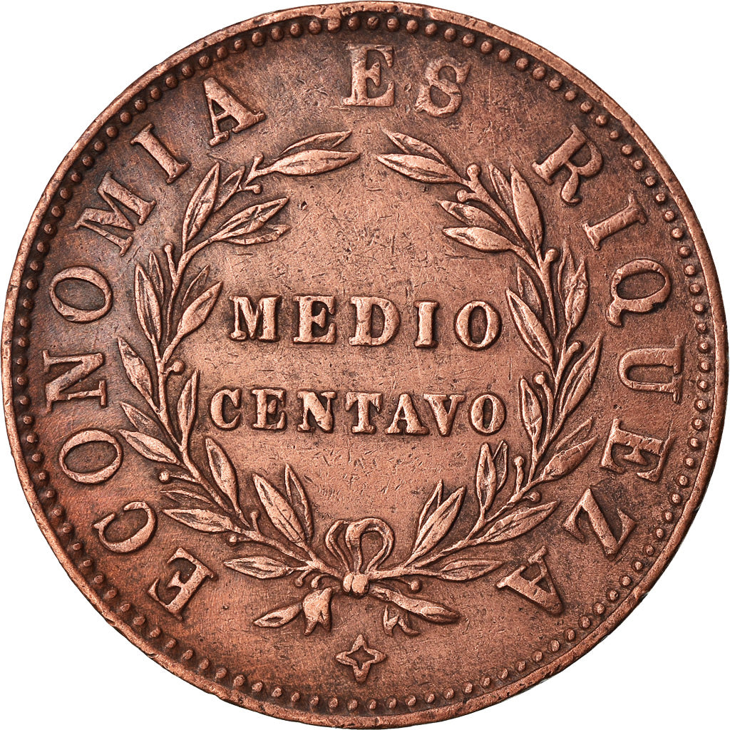 Moneda, Chile, 1/2 Centavo, 1853, MBC, Cobre, KM:126