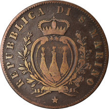 Coin, San Marino, 5 Centesimi, 1869, Milan, VF(30-35), Copper, KM:1