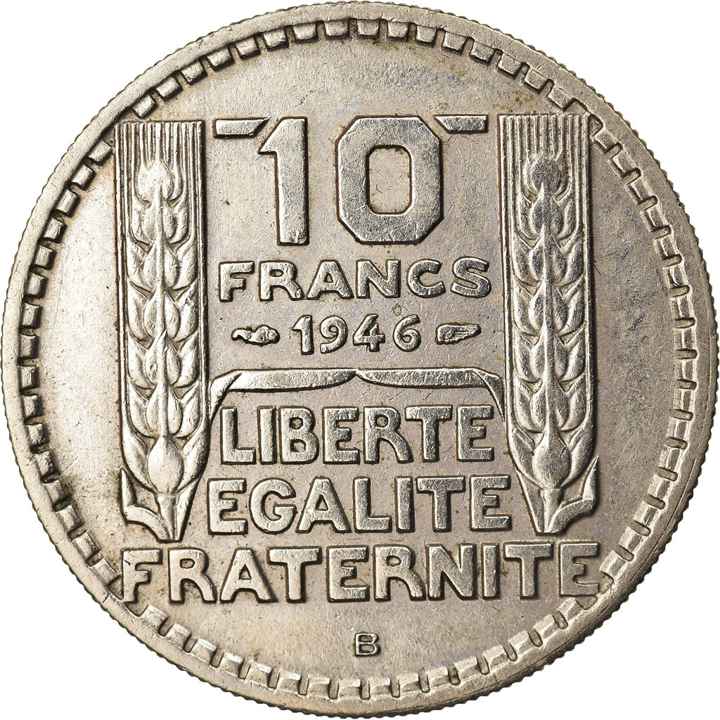 Coin, France, Turin, 10 Francs, 1946, Beaumont - Le Roger, Rameaux longs