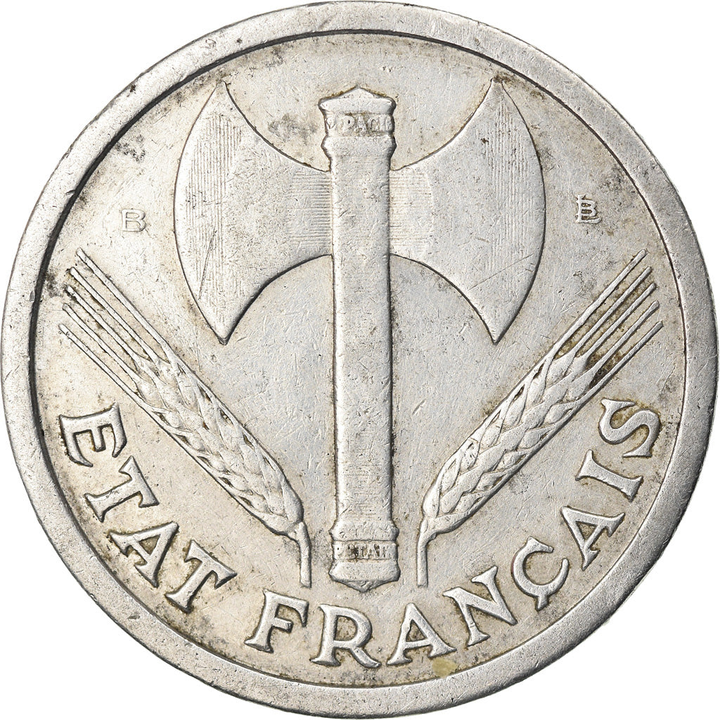 Monnaie, France, Bazor, 2 Francs, 1943, Beaumont - Le Roger, TB+, Aluminium