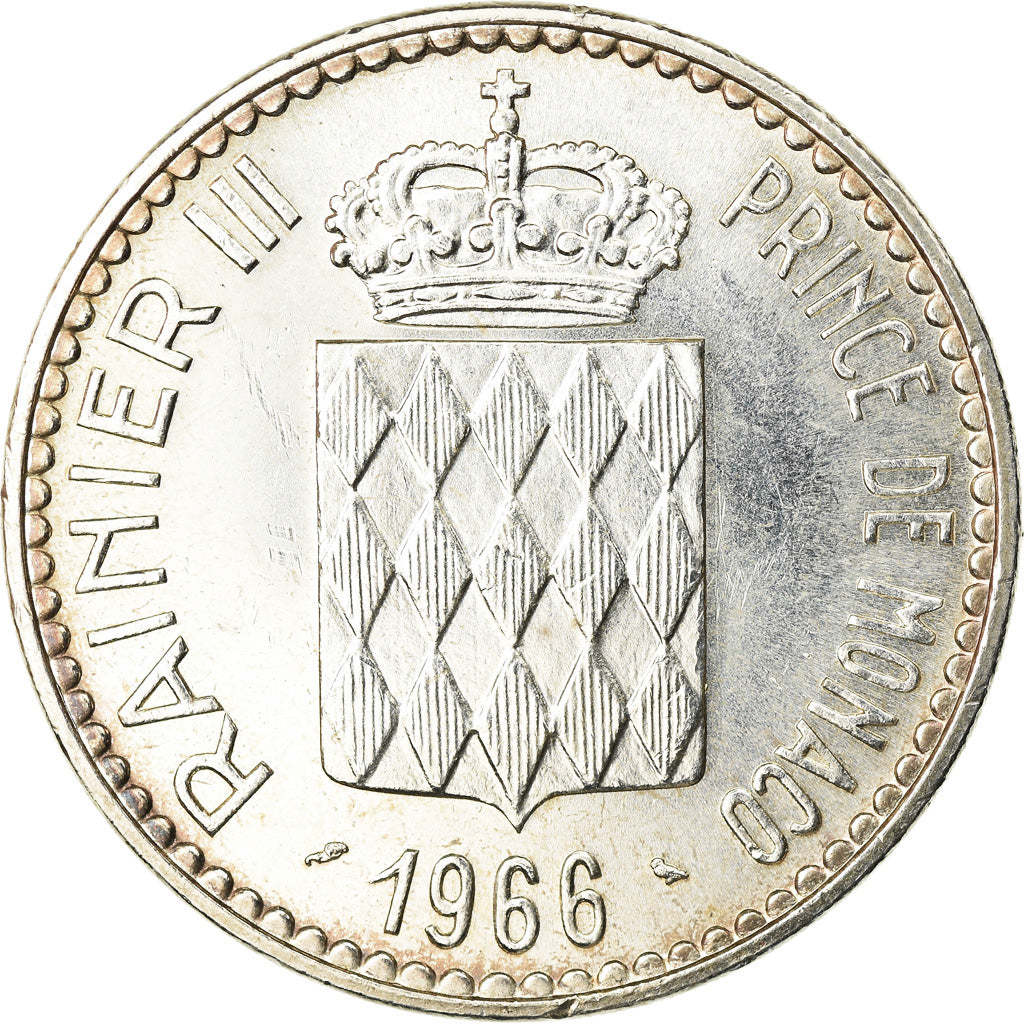 Coin, Monaco, Rainier III, 10 Francs, 1966, AU(55-58), Silver, KM:146